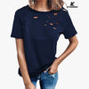 KFSUNNUN Solid Color Burnt Round Neck Short-Sleeved T-Shirts Women'S Top