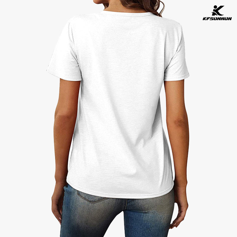 KFSUNNUN Solid Color Burnt Round Neck Short-Sleeved T-Shirts Women'S Top