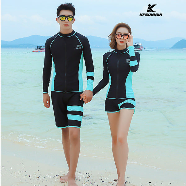 KFSUNNUN 5 Pieces Sets Parent-child UPF 50+ Skins Rash Guard Long Sleeves