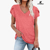 KFSUNNUN Womens Tops V Neck Summer Petal Sleeve Casual T-Shirts