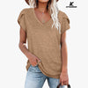 KFSUNNUN Womens Tops V Neck Summer Petal Sleeve Casual T-Shirts