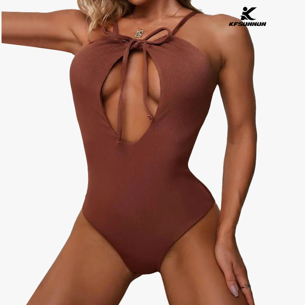 KFSUNNUN Women One Piece Swimsuit Halter Tummy Control Swimwear Bathing Suits