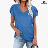 KFSUNNUN Womens Tops V Neck Summer Petal Sleeve Casual T-Shirts