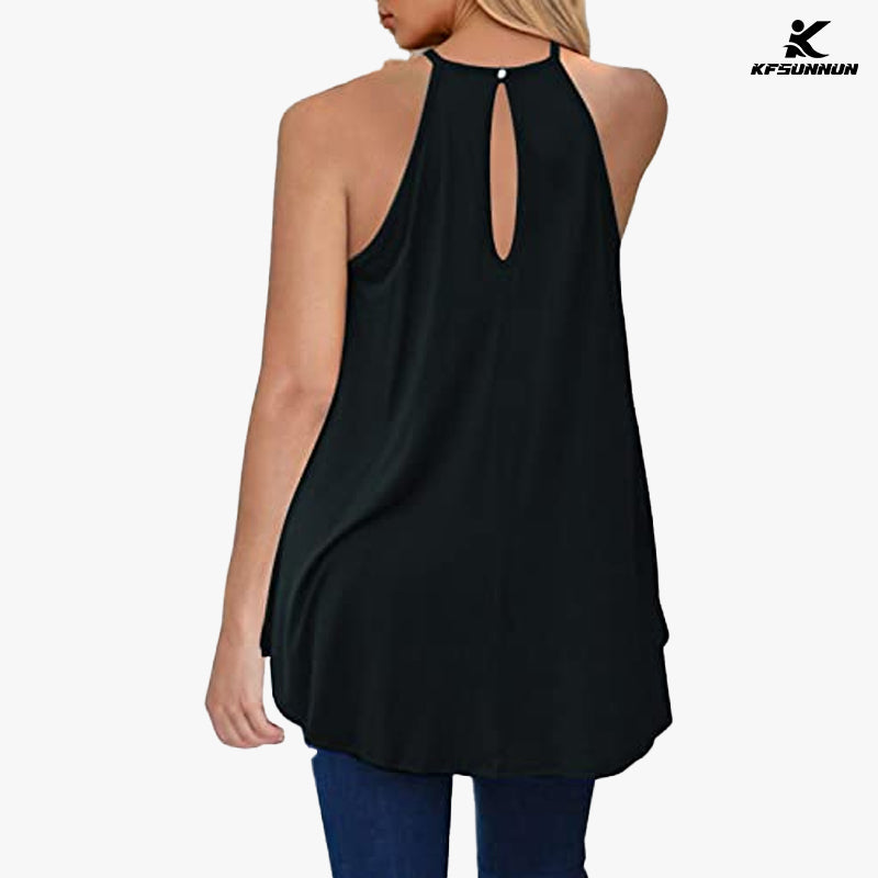 KFSUNNUN Womens Summer Casual Sleeveless Tops Lace Flowy Loose T-Shirts Tank Tops