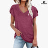 KFSUNNUN Womens Tops V Neck Summer Petal Sleeve Casual T-Shirts