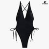 KFSUNNUN Women's One Shoulder V Bikini Colorblock Cutout One-Piece Swimsuit Swimwear