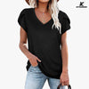 KFSUNNUN Womens Tops V Neck Summer Petal Sleeve Casual T-Shirts