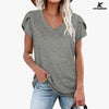 KFSUNNUN Womens Tops V Neck Summer Petal Sleeve Casual T-Shirts