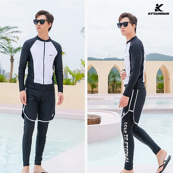 KFSUNNUN 4 Pieces Parent-child Set UPF 50+ Skins Rash Guard Long Sleeves