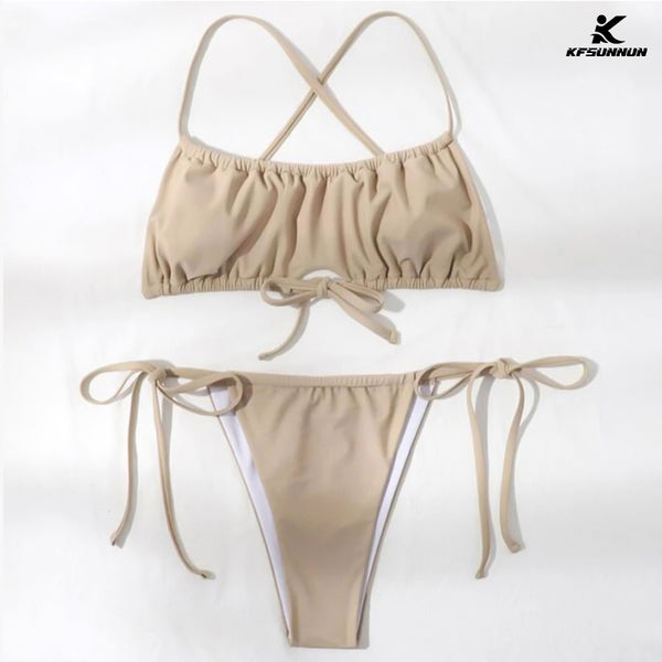 KFSUNNUN Women String Bikini Set Tie Side Thong Sexy Swimsuits 2 Pieces