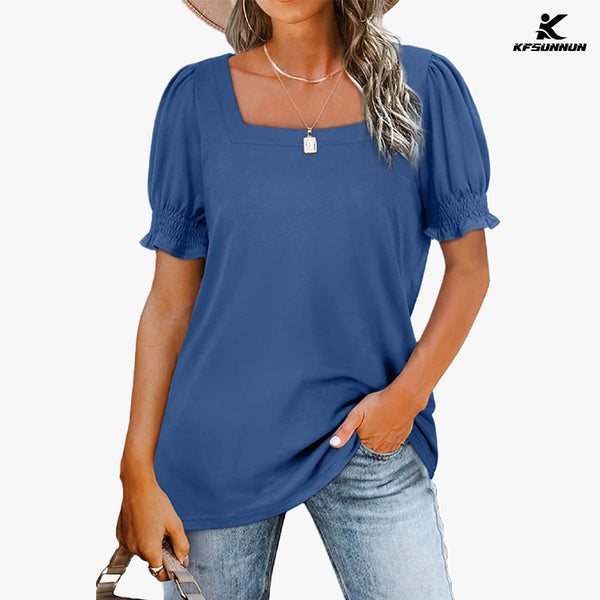 KFSUNNUN Sweaters For Women Long Sleeve V Neck Solid Color Fashion T-Shirts